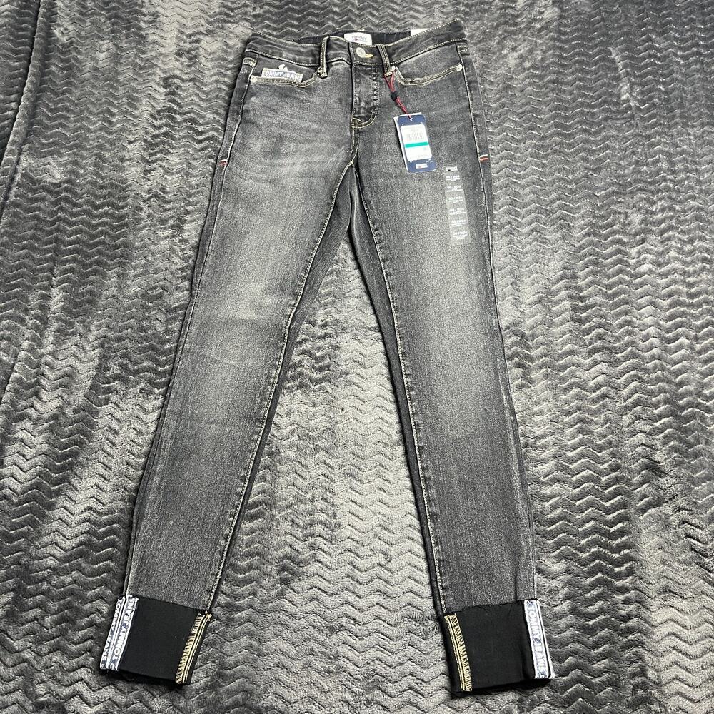 TOMMY JEANS Tommy Hilfiger skinny mid rise ankle size 24 black NWT